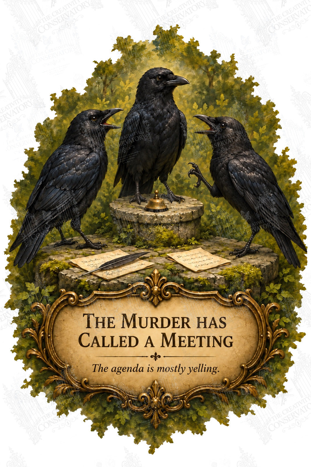 The Murder Has Called a Meeting artwork with Wondergate watermark; faint diagonal Wondergate watermark across the entire image