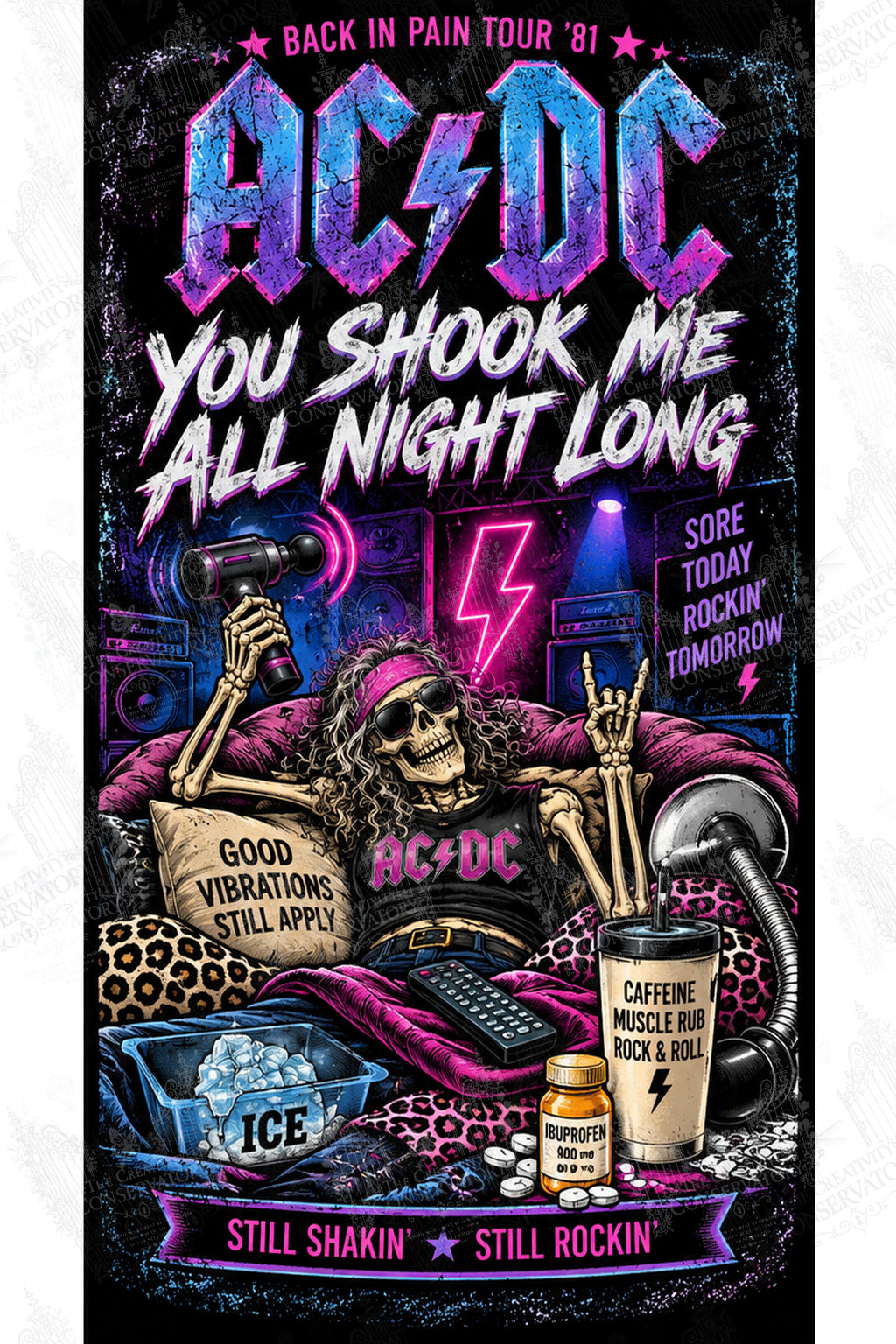 You Shook Me All Night Long artwork with Wondergate watermark; faint diagonal Wondergate watermark across the entire image