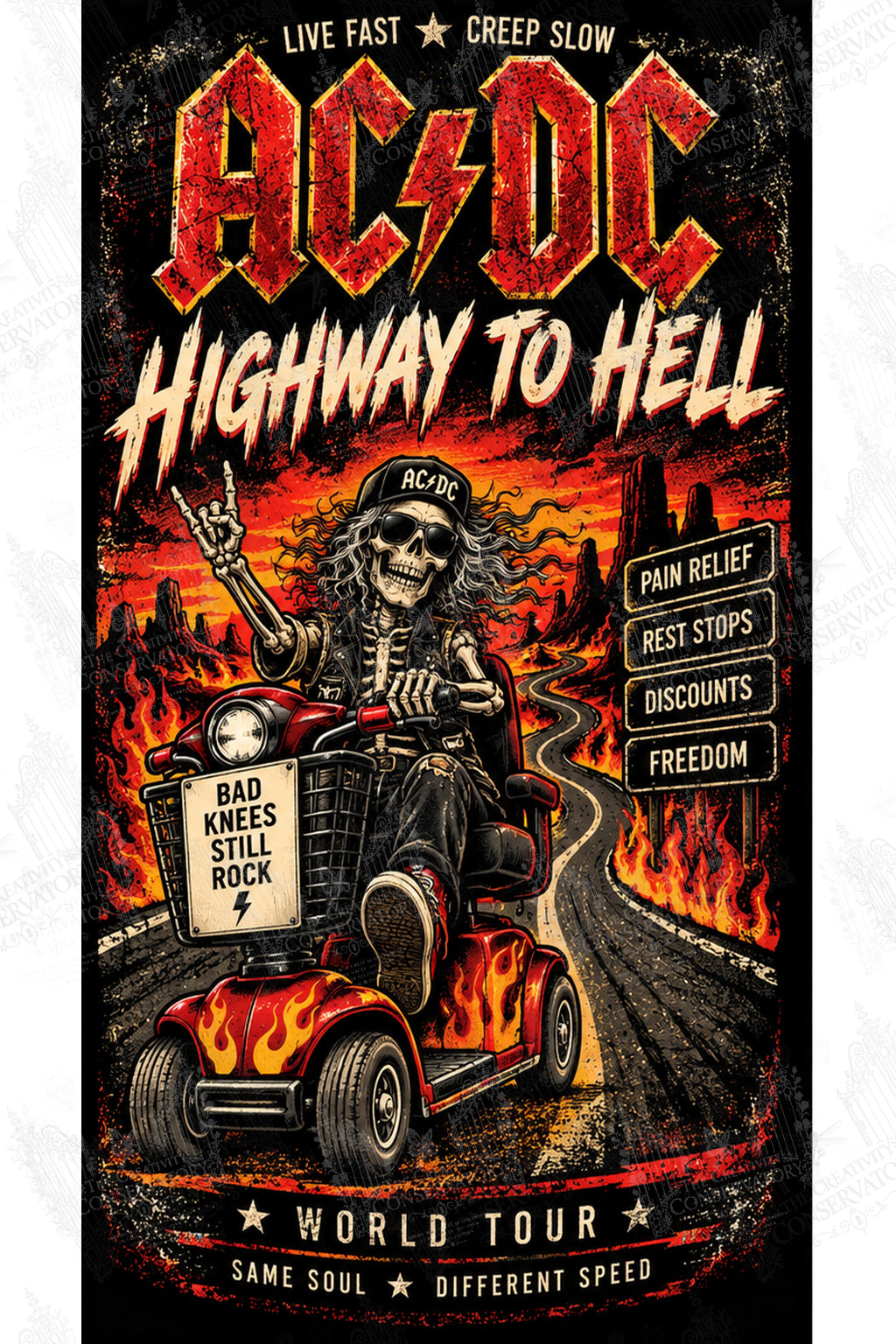 Highway to Hell artwork with Wondergate watermark; faint diagonal Wondergate watermark across the entire image