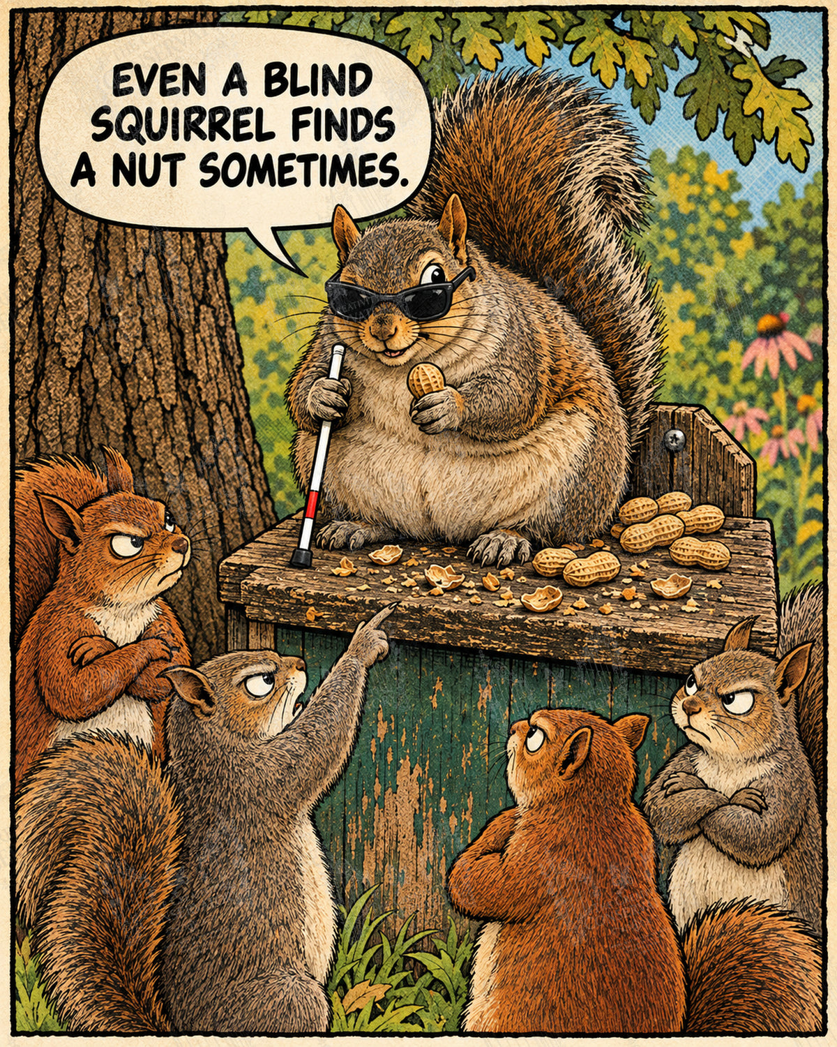 Blind Squirrel artwork with Wondergate watermark; faint diagonal Wondergate watermark across the entire image