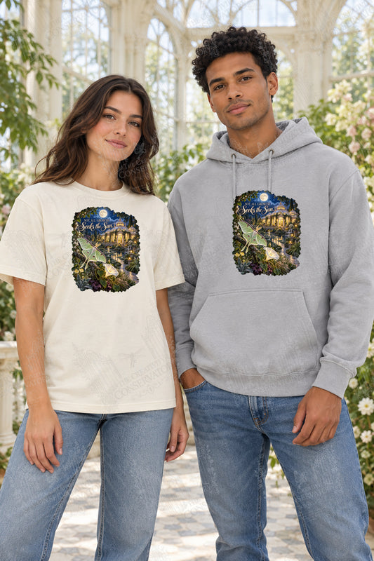 Not All Growth Seeks the Sun front-print Comfort Colors T-shirt and hoodie mockup with Wondergate watermark; faint diagonal Wondergate watermark across the entire image