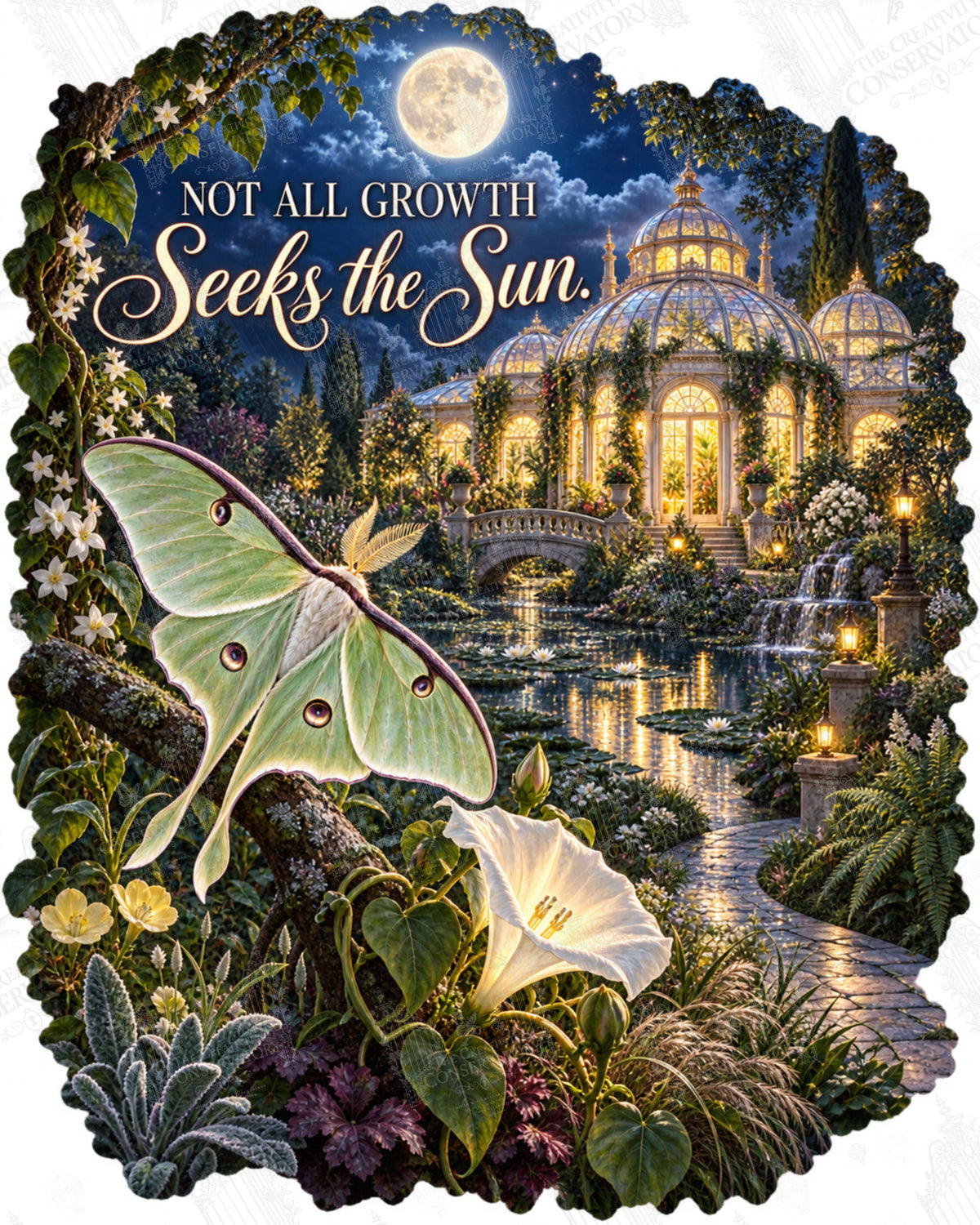 Not All Growth Seeks the Sun artwork with Wondergate watermark; faint diagonal Wondergate watermark across the entire image
