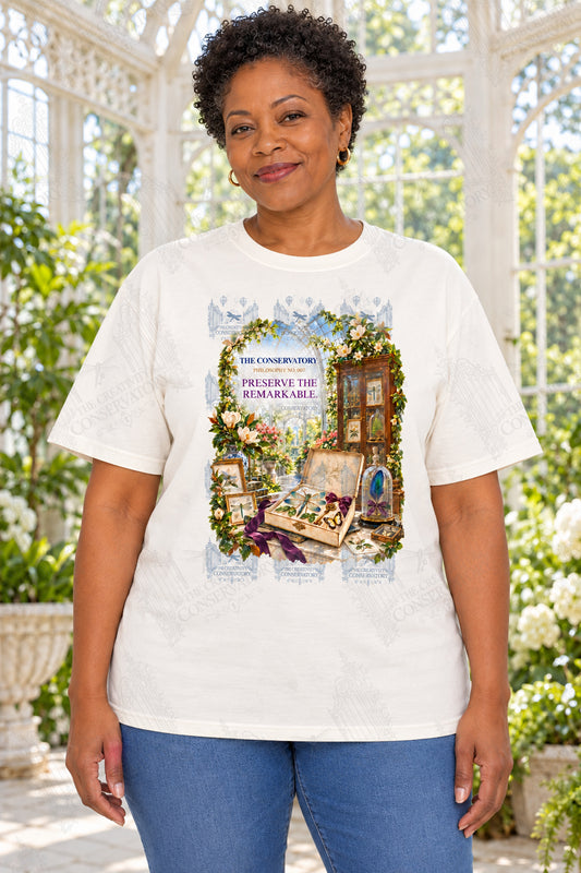 Preserve the Remarkable — mature model, approximately 10-inch portrait artwork on front; faint diagonal Wondergate watermark across the entire image