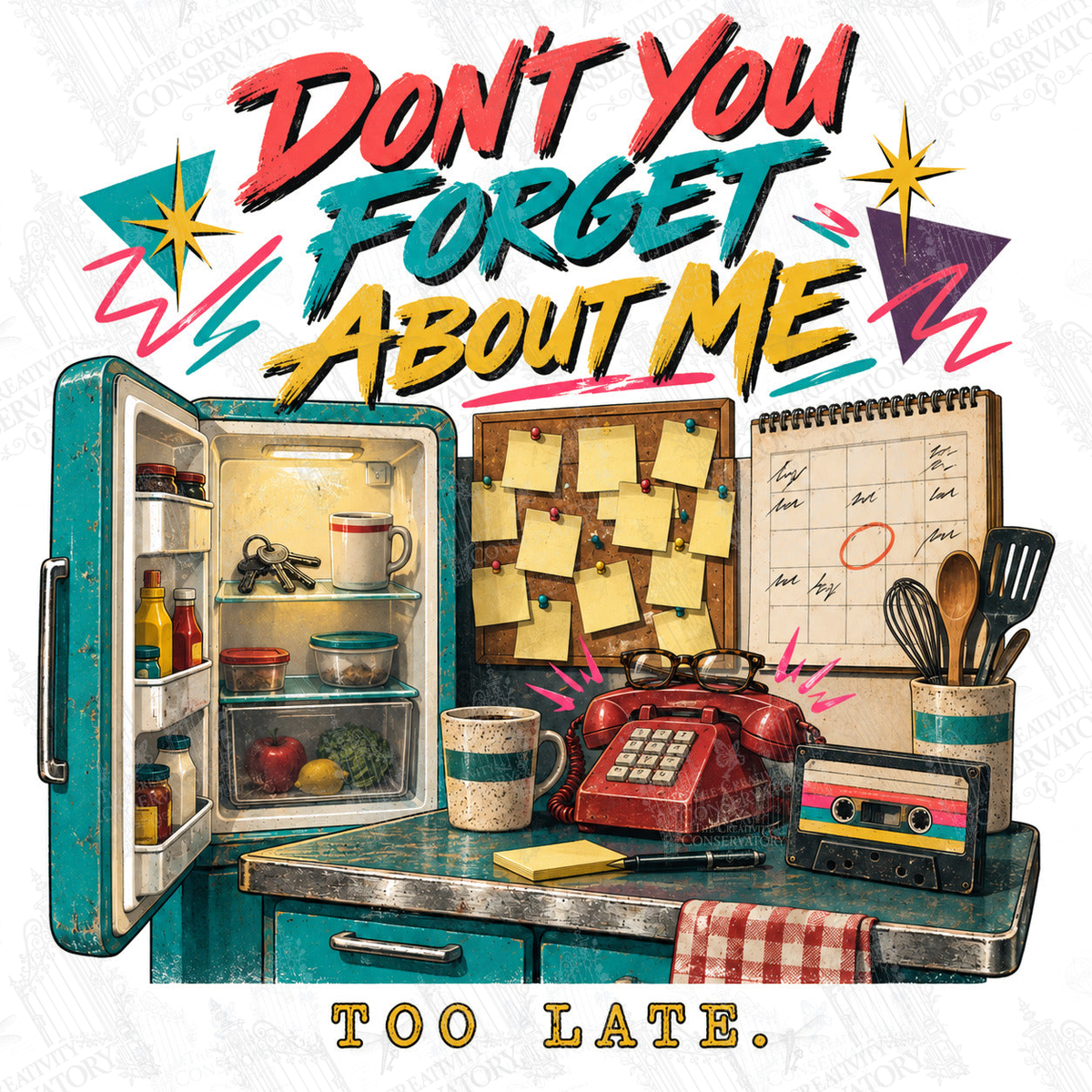 Don’t You Forget About Me—Too Late artwork with Wondergate watermark; faint diagonal Wondergate watermark across the entire image