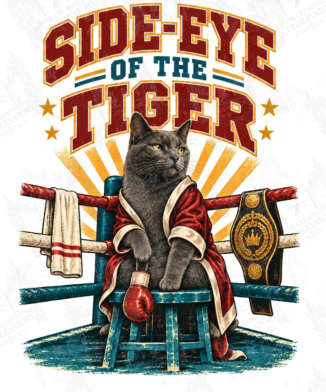 Side-Eye of the Tiger artwork with Wondergate watermark; faint diagonal Wondergate watermark across the entire image