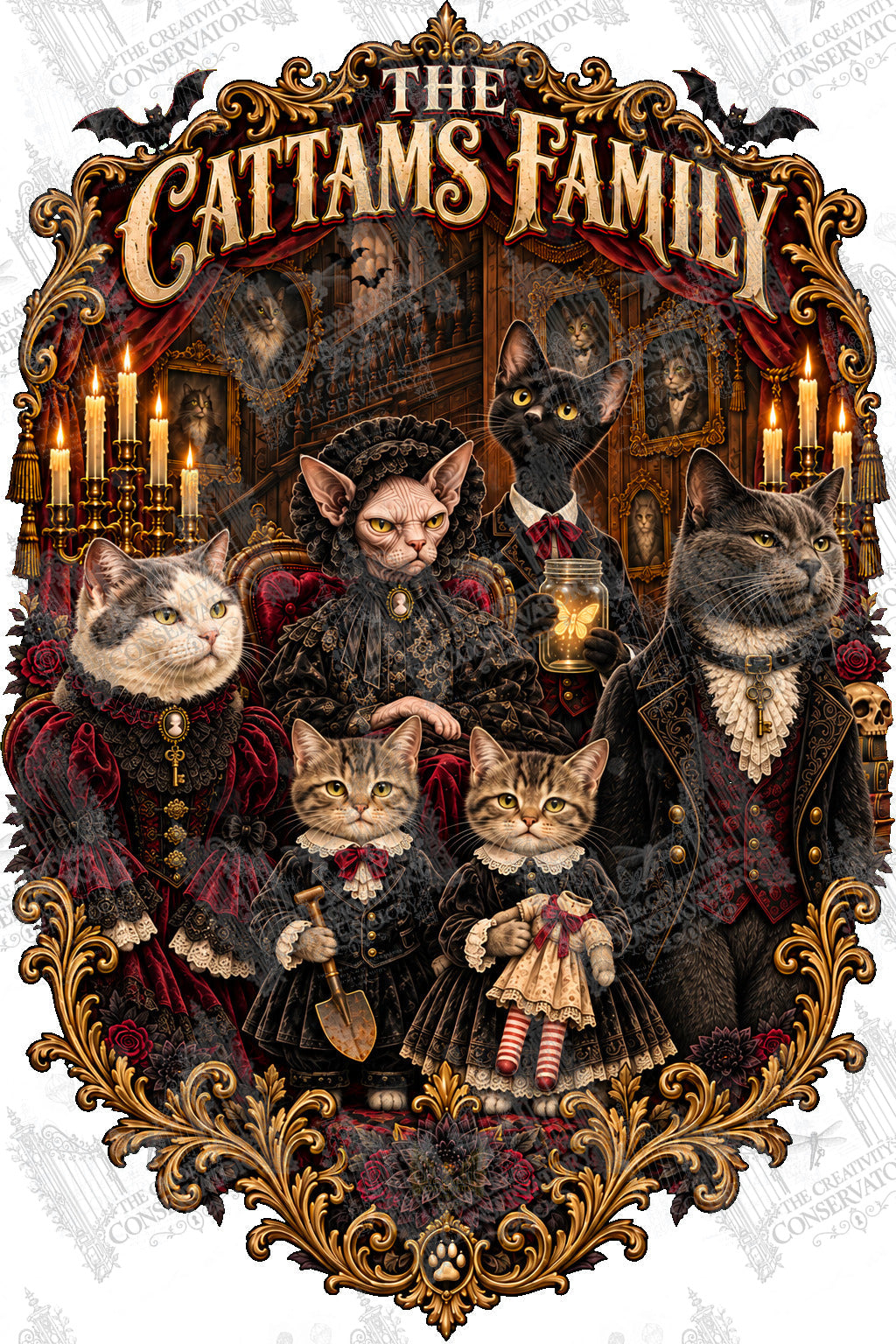 The Cattams Family artwork with Wondergate watermark; faint diagonal Wondergate watermark across the entire image