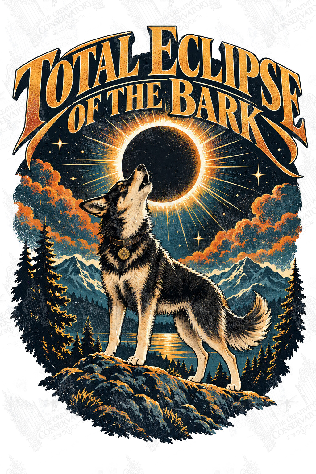 Total Eclipse of the Bark artwork with Wondergate watermark; faint diagonal Wondergate watermark across the entire image